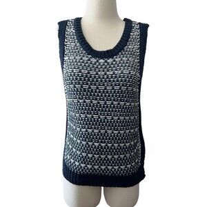 Moth Anthropologie Womens Sweater Vest Size S Blue Woven Knit Scoop Neck